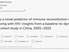 JVID
刘甲野团队在Frontiers in Immunology发表HDL-C预测HIV感染者免疫重建新成果